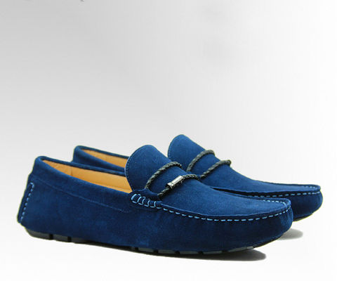 बंधन अप आकस्मिक पुरुष नीले सुएड Loafers असली चमड़े हस्तनिर्मित सुएड जूते