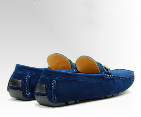 बंधन अप आकस्मिक पुरुष नीले सुएड Loafers असली चमड़े हस्तनिर्मित सुएड जूते