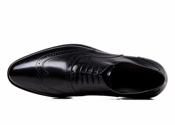 Goodyear पुरुषों काले चमड़े Brogues, नक्काशीदार हस्तनिर्मित पुरुषों व्यापार आकस्मिक जूते