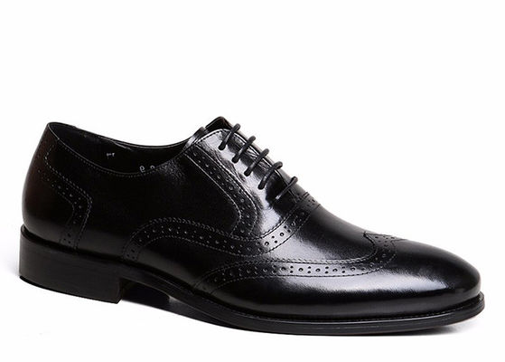 Goodyear पुरुषों काले चमड़े Brogues, नक्काशीदार हस्तनिर्मित पुरुषों व्यापार आकस्मिक जूते
