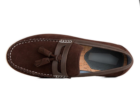 टिकाऊ पुरुषों के आकस्मिक जूते Tassels फ्लैट Loafer पुरुषों ब्राउन चमड़े ड्राइविंग जूते