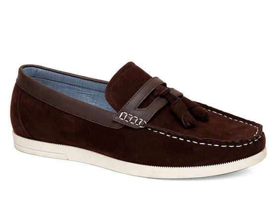 टिकाऊ पुरुषों के आकस्मिक जूते Tassels फ्लैट Loafer पुरुषों ब्राउन चमड़े ड्राइविंग जूते