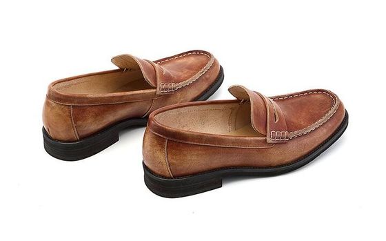 Breathable Men ब्राउन पेनी लोफर, असली चमड़े के लोफर जूते