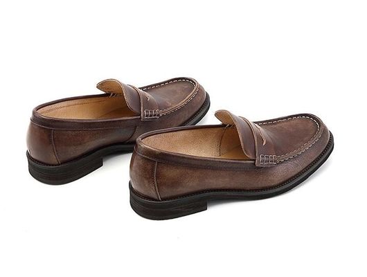 Breathable Men ब्राउन पेनी लोफर, असली चमड़े के लोफर जूते