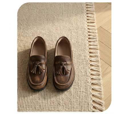 Kids Shoes Classic Leather Casual Boat Shoes and Tassel Loafers Moc Toe and Tassel Loafer Styles with Rubber Sole